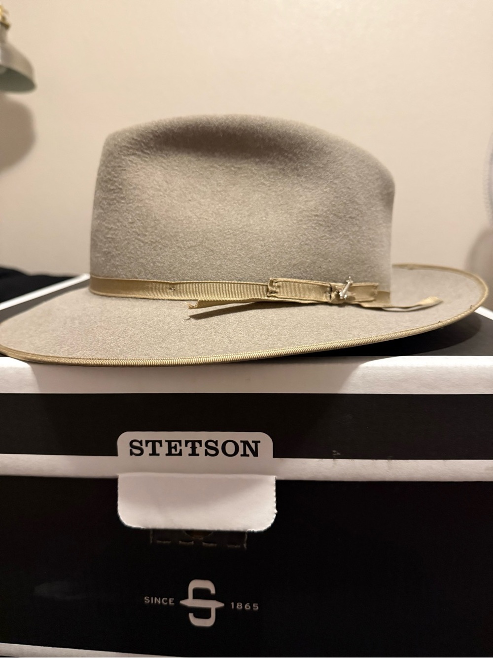 Stetson Tan Felt Rancher Hat with Gold Trim